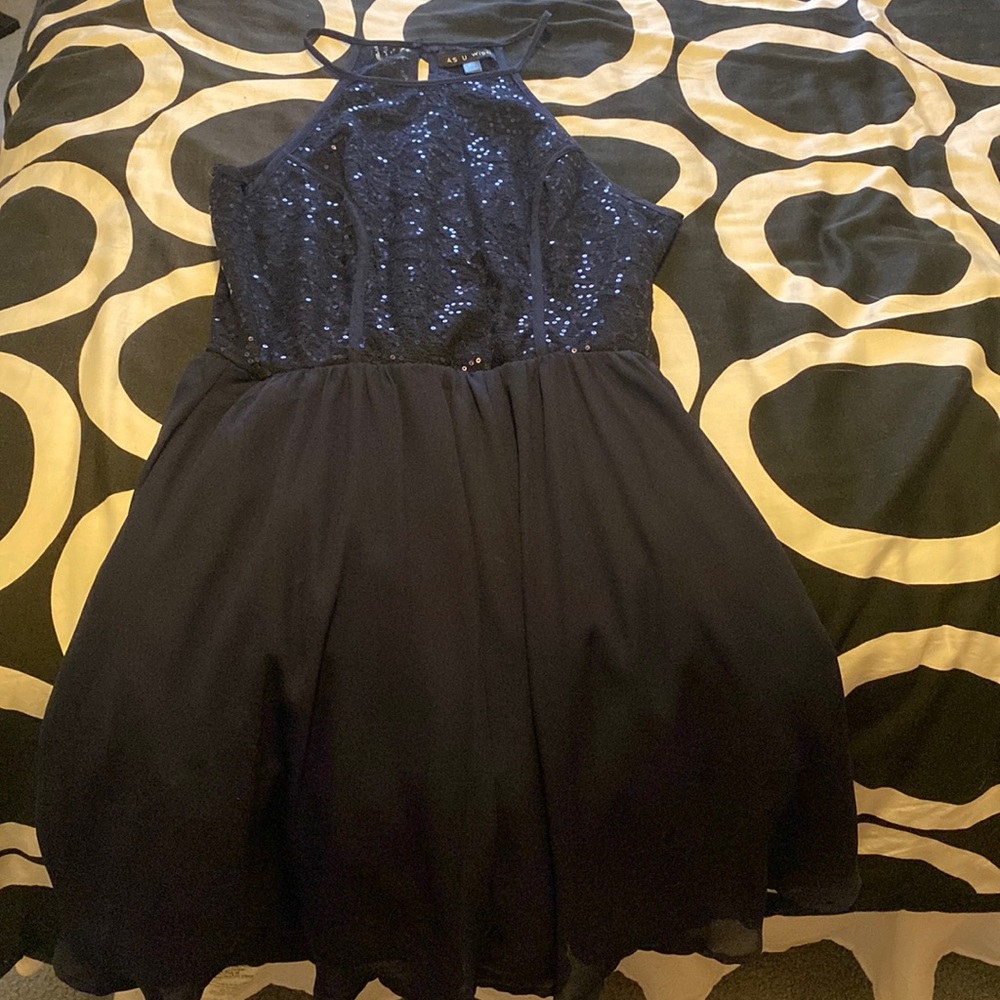 AS U WISH Navy Blue mini dress
